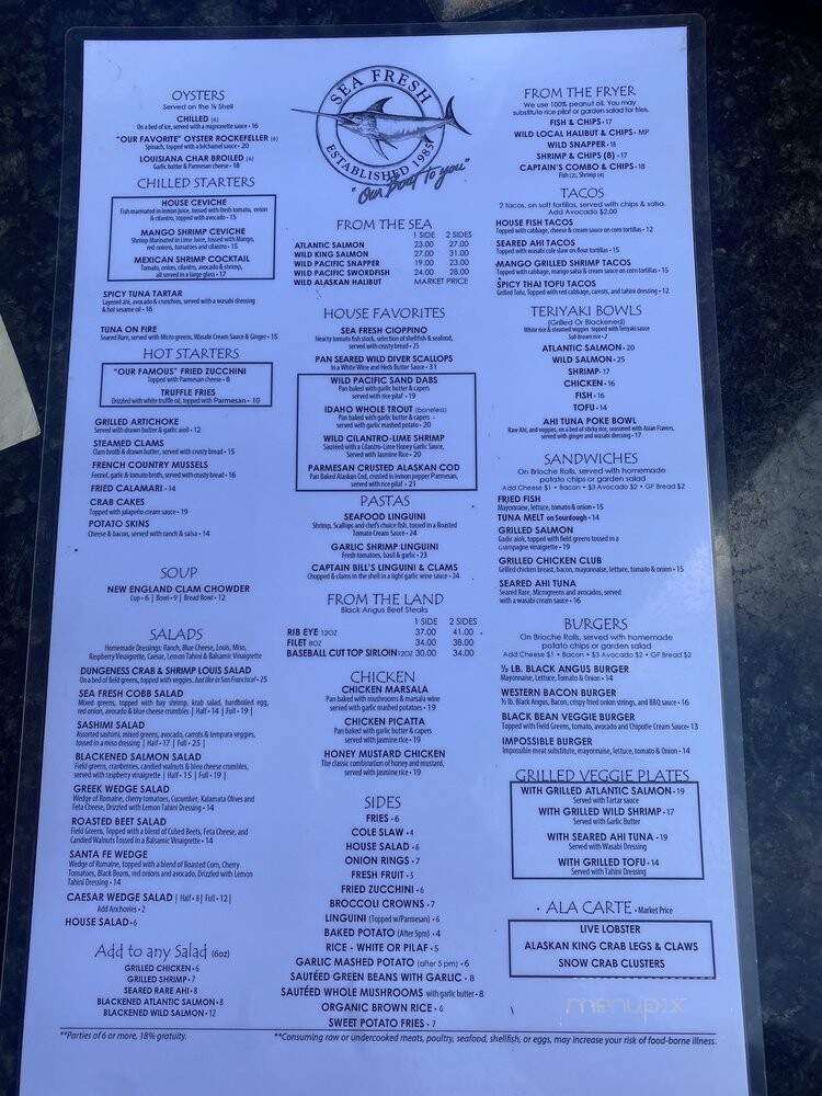 Sea Fresh Seafood - Ojai, CA menu_pic