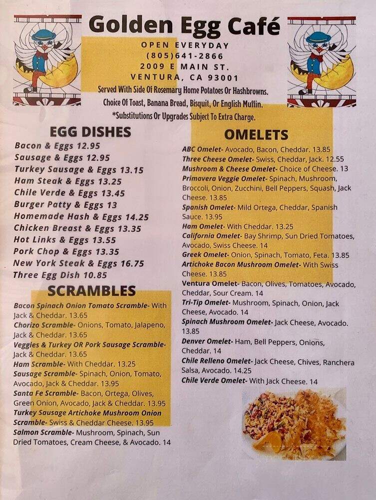 Golden Egg Cafe - Ventura, CA menu_pic