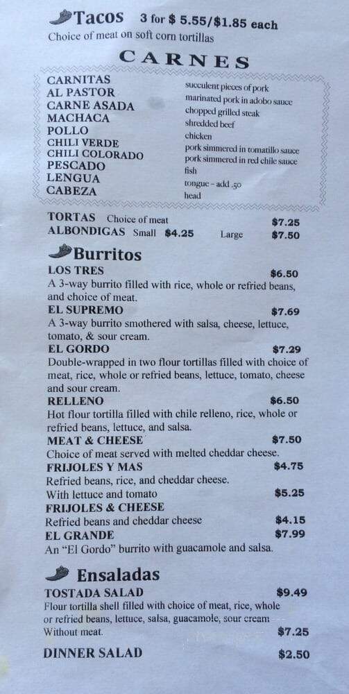 Evita's Mexican Cafe - Ventura, CA menu_pic