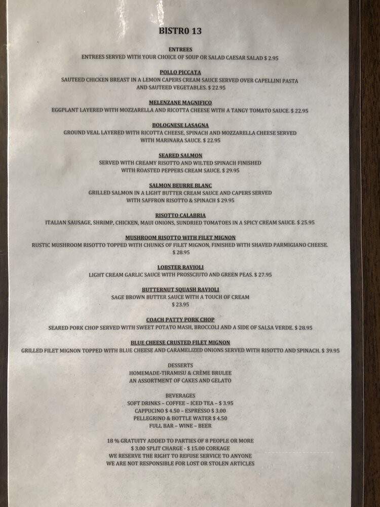 Bistro 13 - Camarillo, CA menu_pic