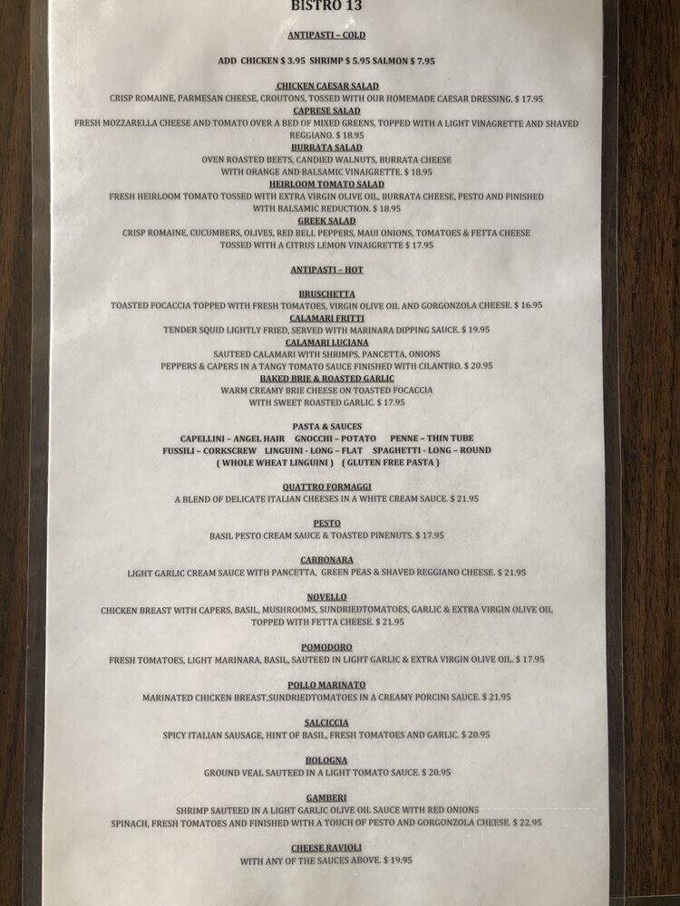 Bistro 13 - Camarillo, CA menu_pic