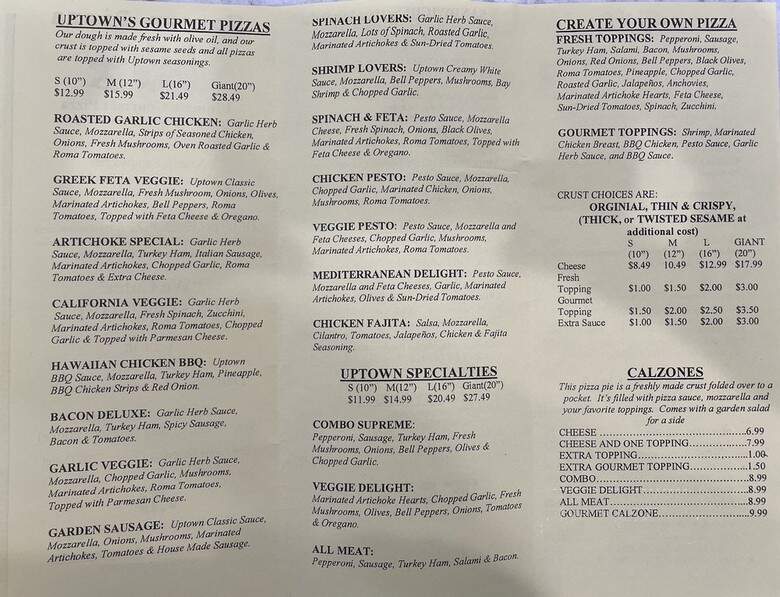 Uptown Pizza - Oxnard, CA menu_pic