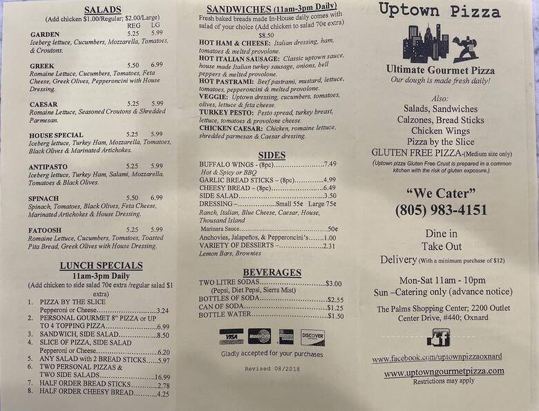 Uptown Pizza - Oxnard, CA menu_pic