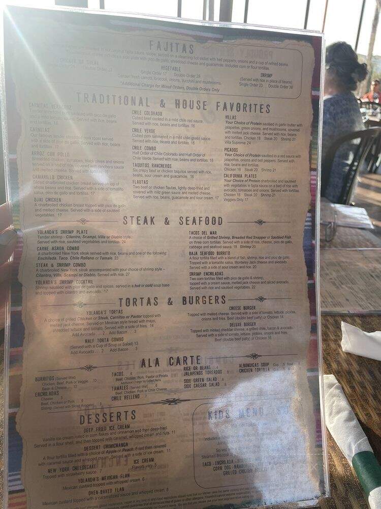 Yolanda's Mexican Restaurants - Oxnard, CA menu_pic