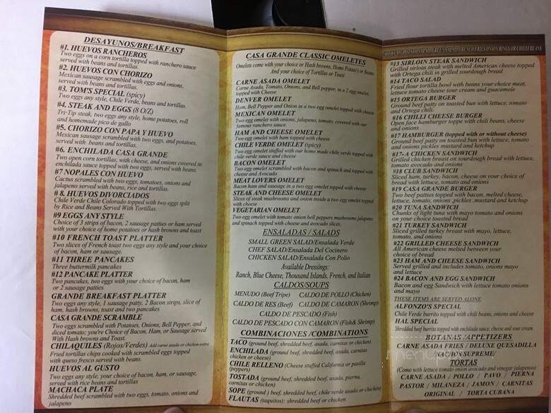 Casa Grande Cafe - Oxnard, CA menu_pic