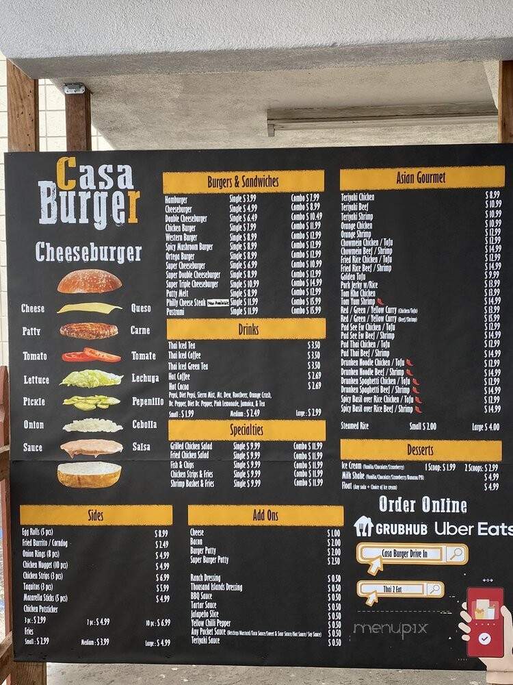 Casa Burger Drive In - Bakersfield, CA menu_pic