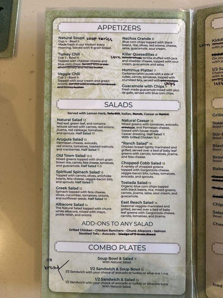 Natural Cafe Vii - Westlake Village, CA menu_pic