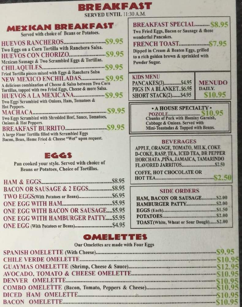 La Mexicana - Atascadero, CA menu_pic