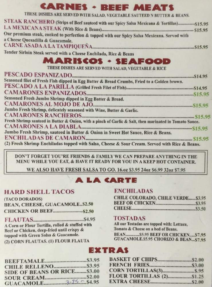 La Mexicana - Atascadero, CA menu_pic