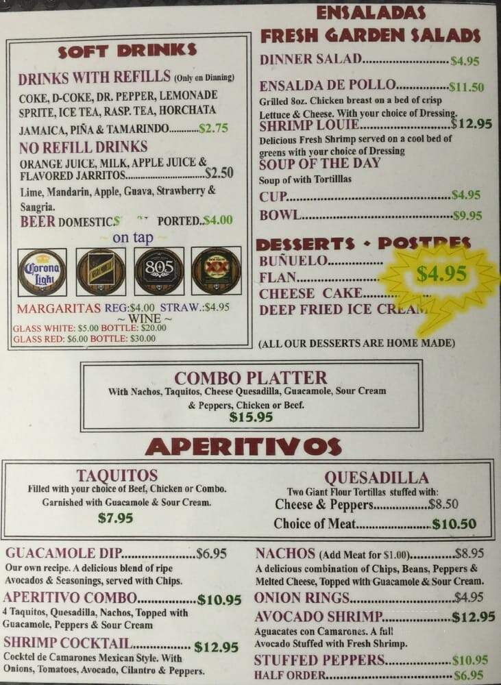 La Mexicana - Atascadero, CA menu_pic