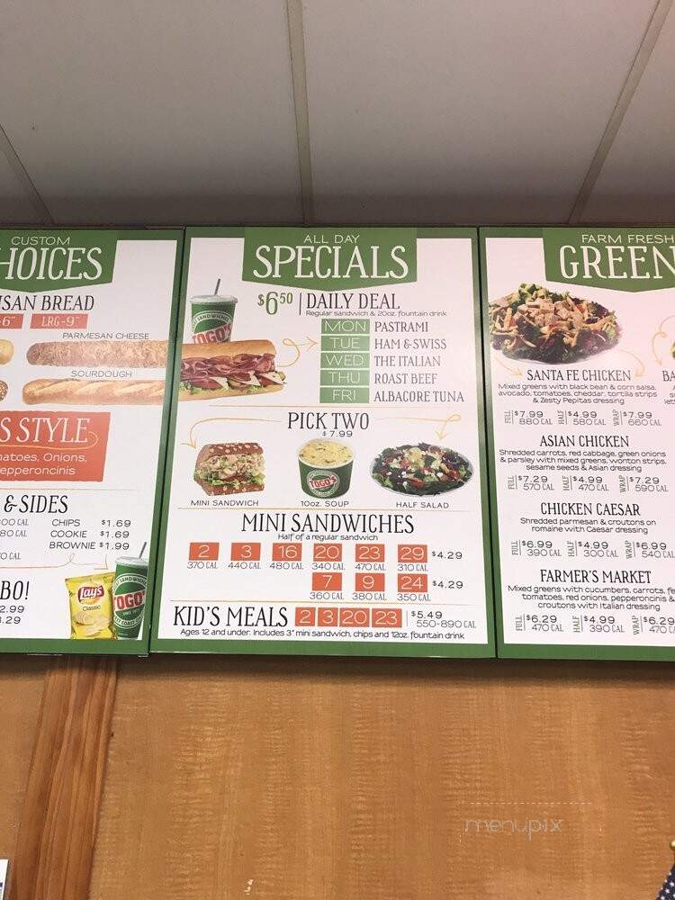 Togo's - Westlake Village, CA menu_pic