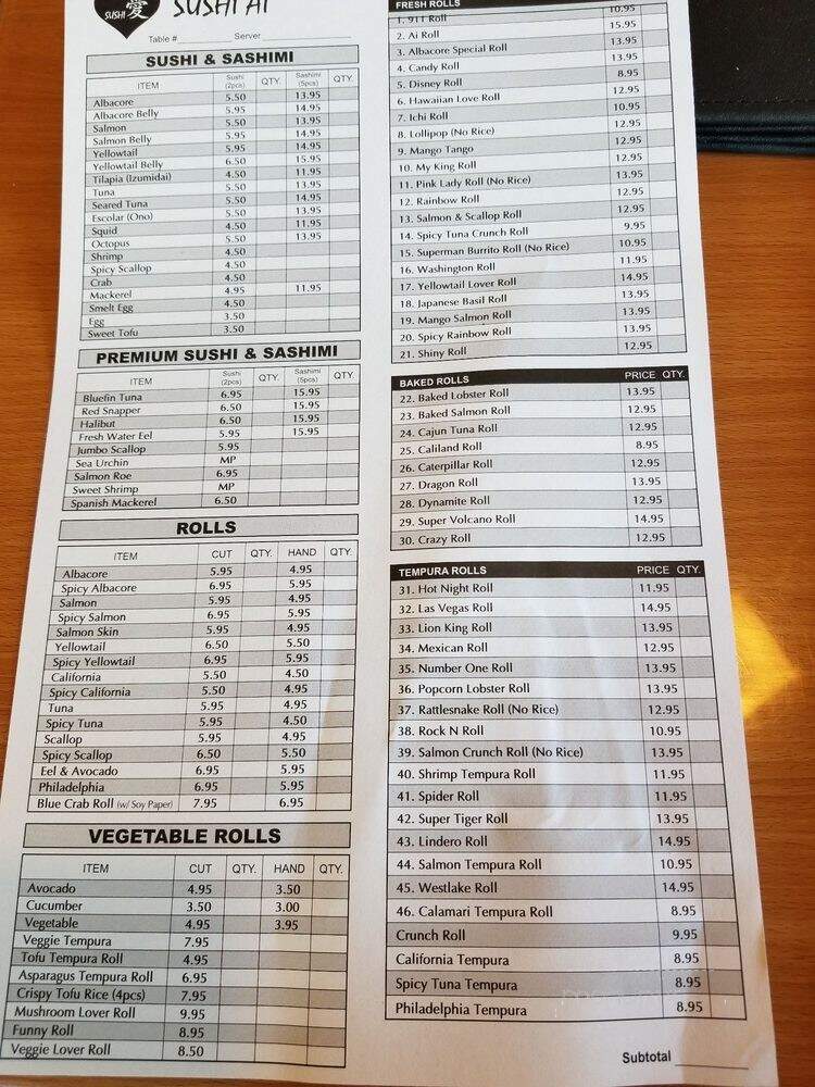 Genki Sushi - Westlake Village, CA menu_pic