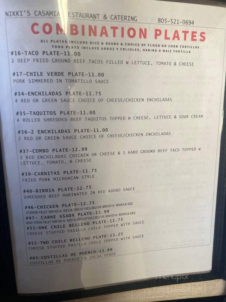 Poncho's Place - Piru, CA menu_pic