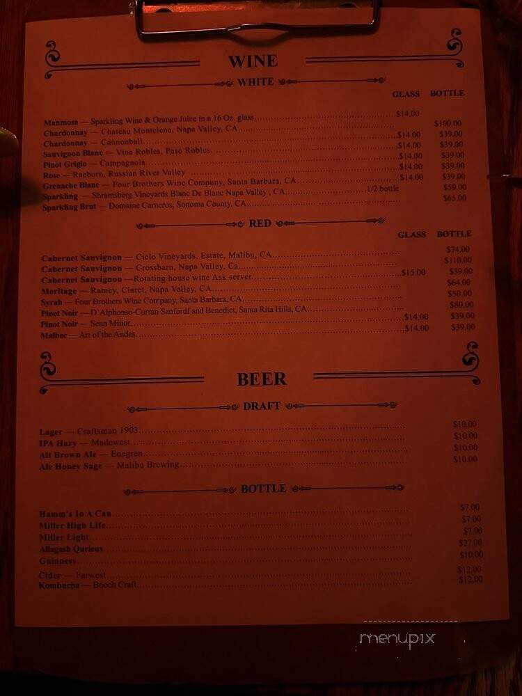 Old Place Restaurant - Agoura Hills, CA menu_pic