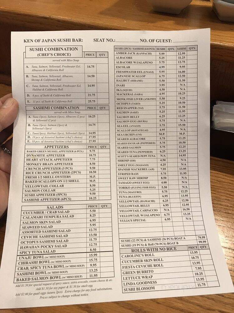 Ken Of Japan - Simi Valley, CA menu_pic