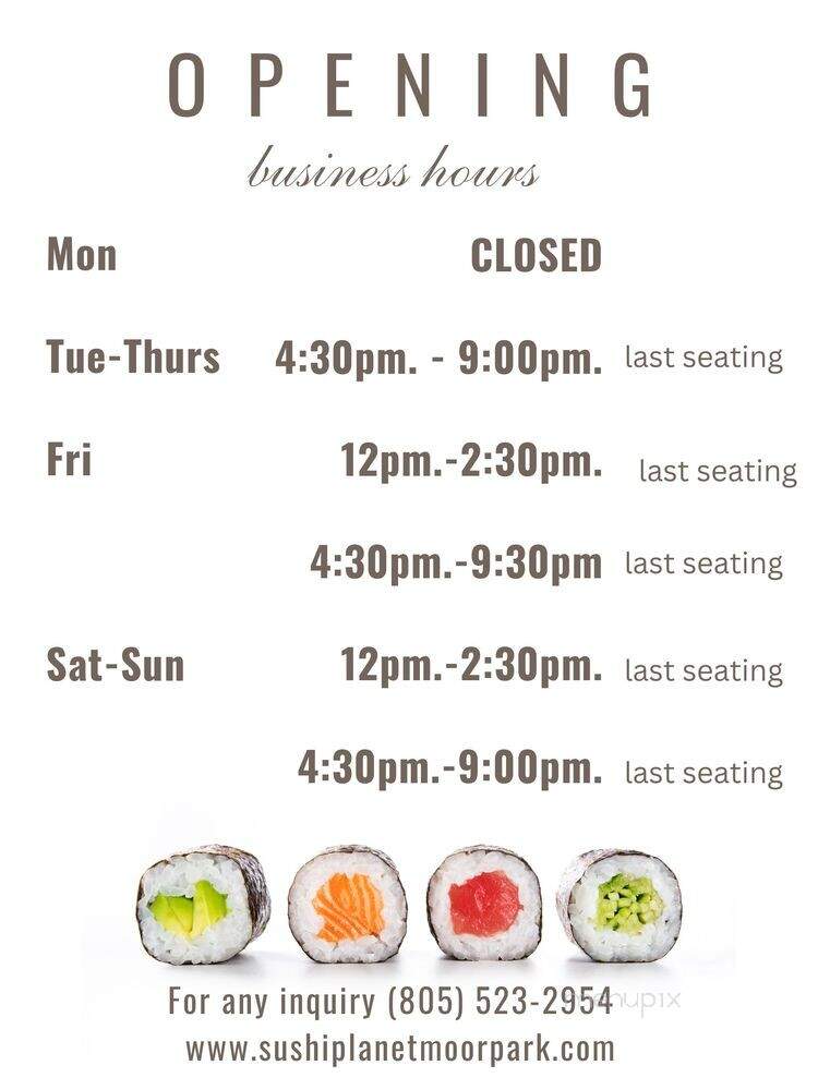 Sushi Planet - Moorpark, CA menu_pic