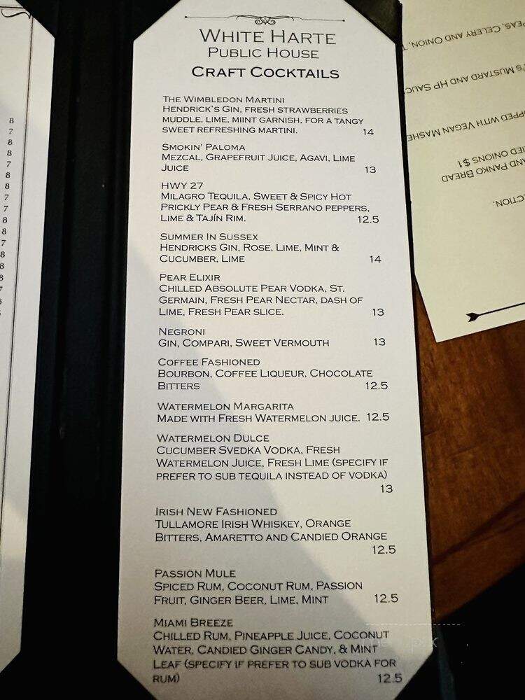 White Harte Pub - Woodland Hills, CA menu_pic