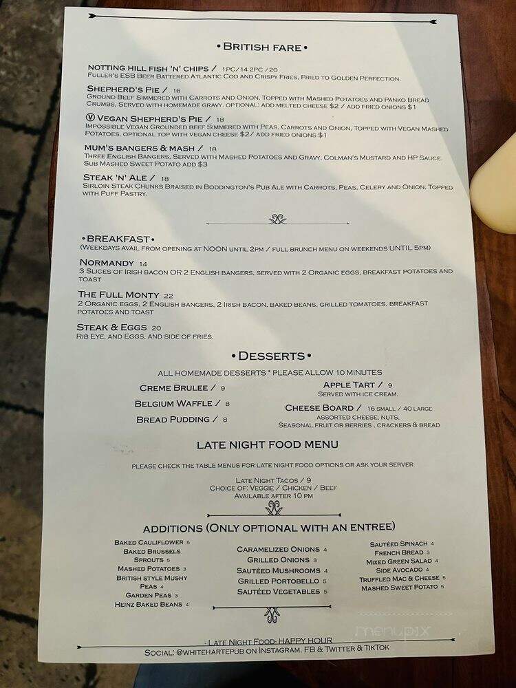 White Harte Pub - Woodland Hills, CA menu_pic