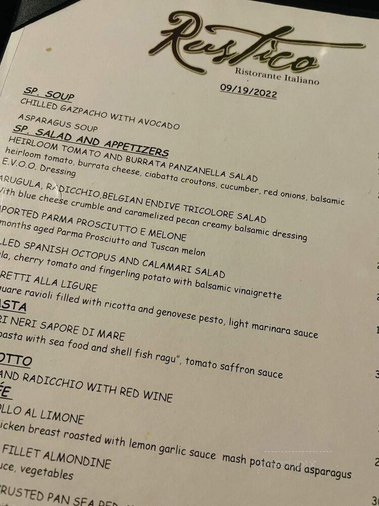 Rustico Restaurant - Westlake Village, CA menu_pic