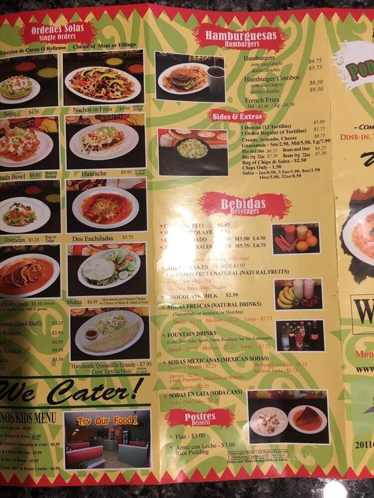 Ponchos Restaurant - Winnetka, CA menu_pic