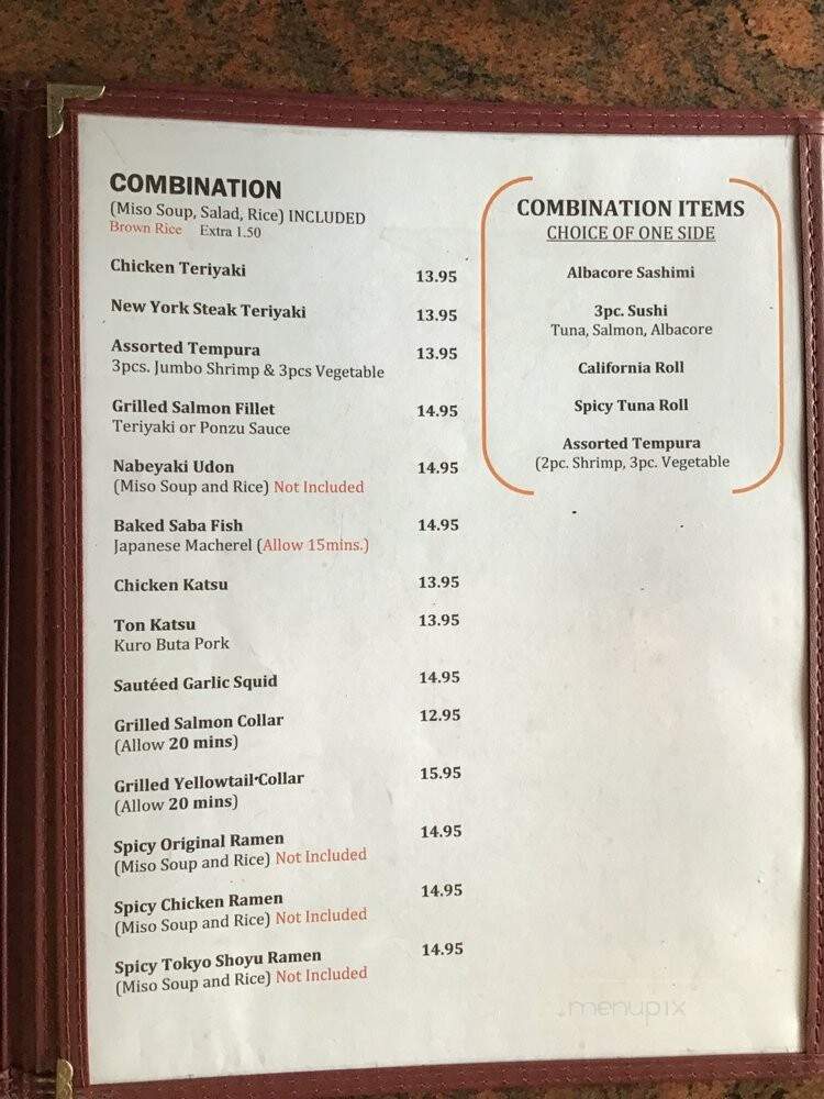 Mon Japanese Restaurant - Tarzana, CA menu_pic