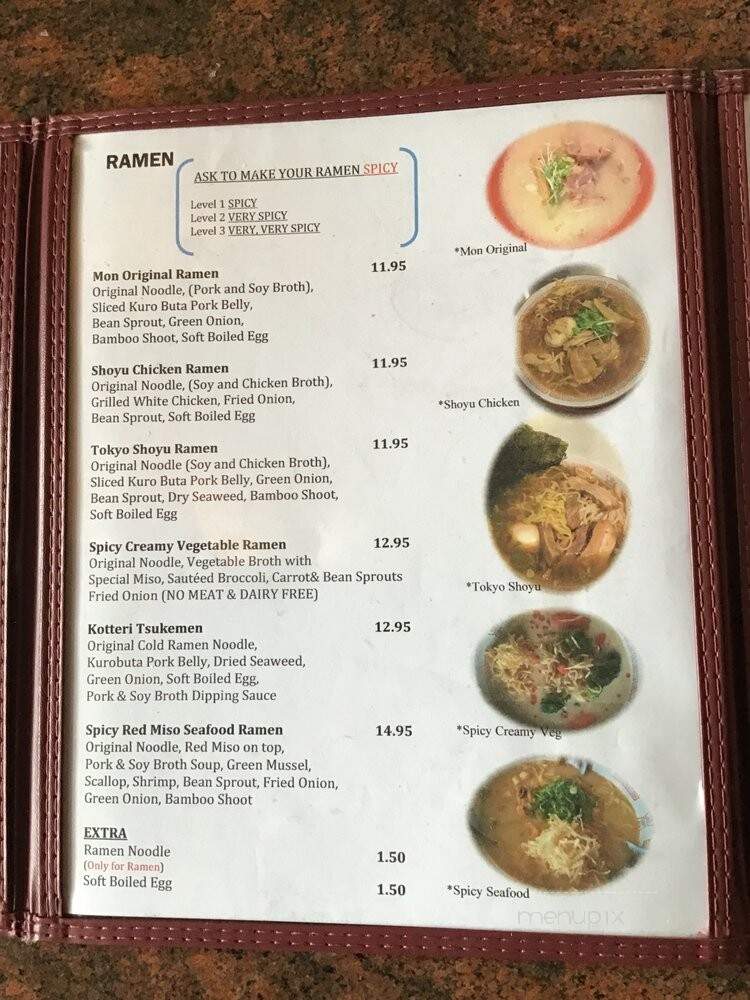 Mon Japanese Restaurant - Tarzana, CA menu_pic