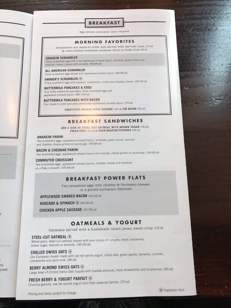 Corner Bakery Cafe - Santa Clarita, CA menu_pic