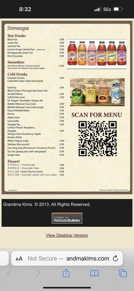Grandma Kims Family Diner - Canoga Park, CA menu_pic