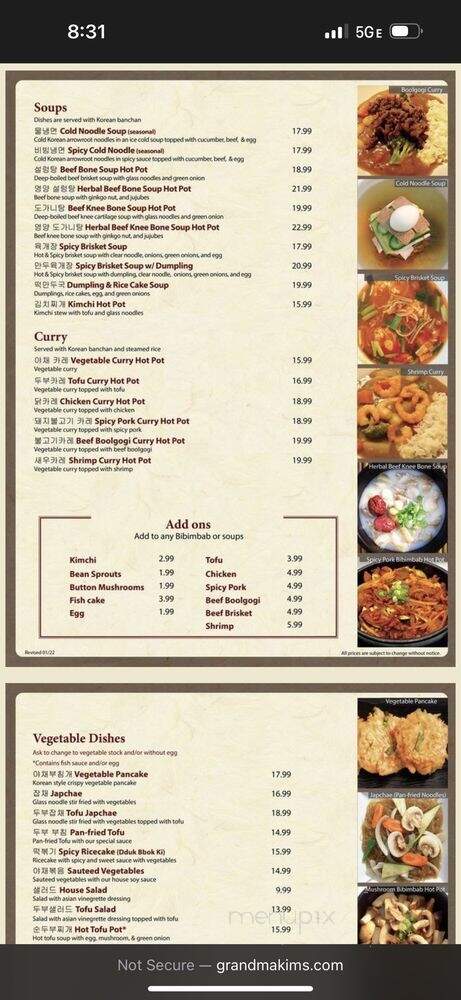 Grandma Kims Family Diner - Canoga Park, CA menu_pic