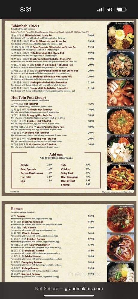 Grandma Kims Family Diner - Canoga Park, CA menu_pic