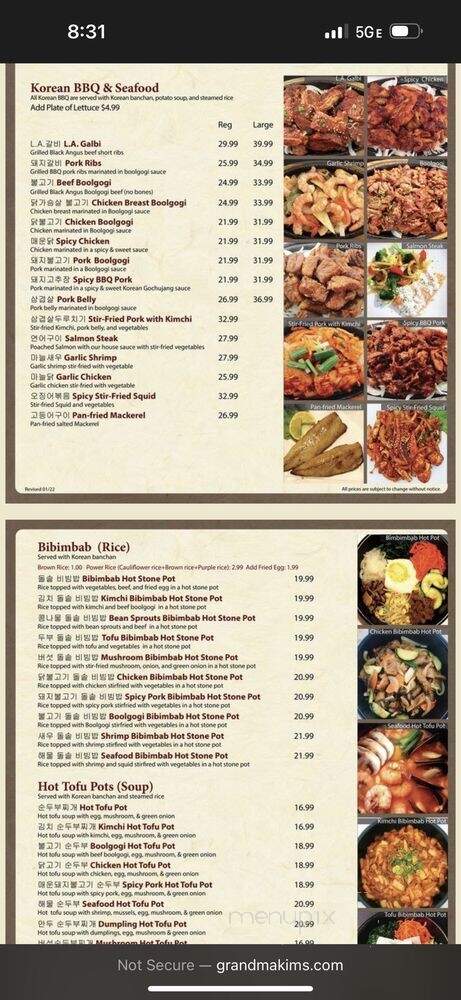 Grandma Kims Family Diner - Canoga Park, CA menu_pic