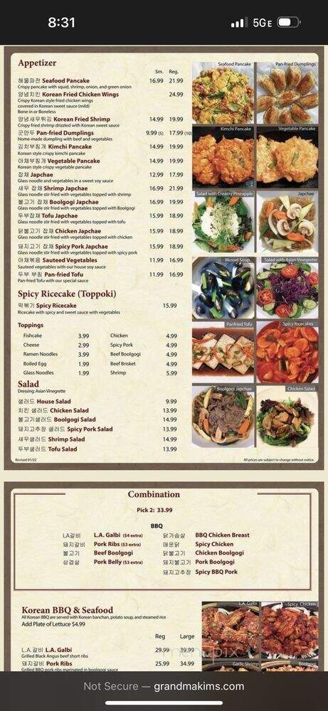 Grandma Kims Family Diner - Canoga Park, CA menu_pic