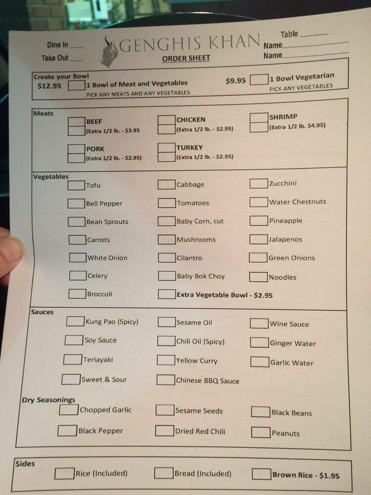 Genghis Khan Restaurant - Newhall, CA menu_pic