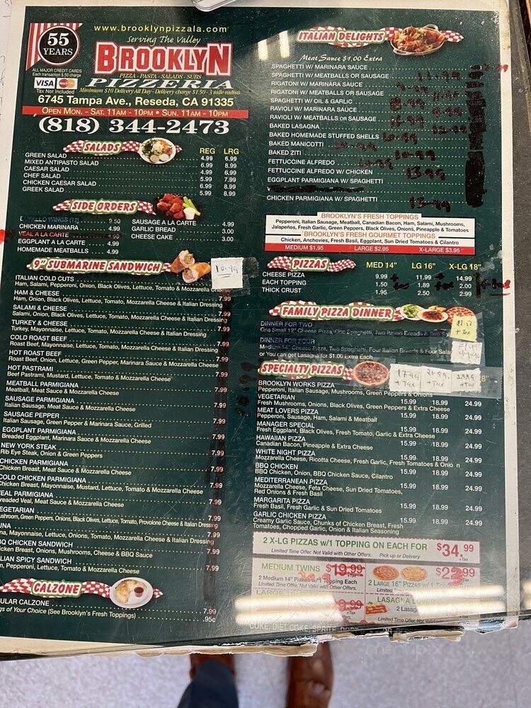 Brooklyn Pizzeria & Italian Food - Reseda, CA menu_pic