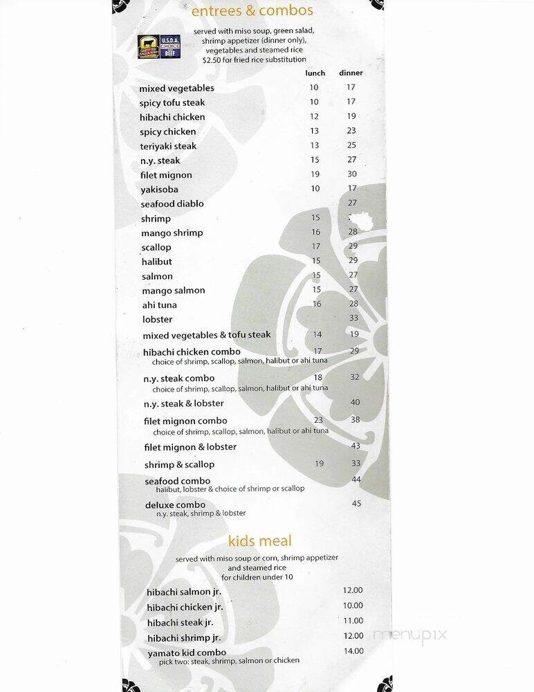 Yamato Restaurant - Agoura Hills, CA menu_pic