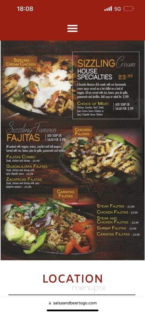 Salsa & Beer - Van Nuys, CA menu_pic