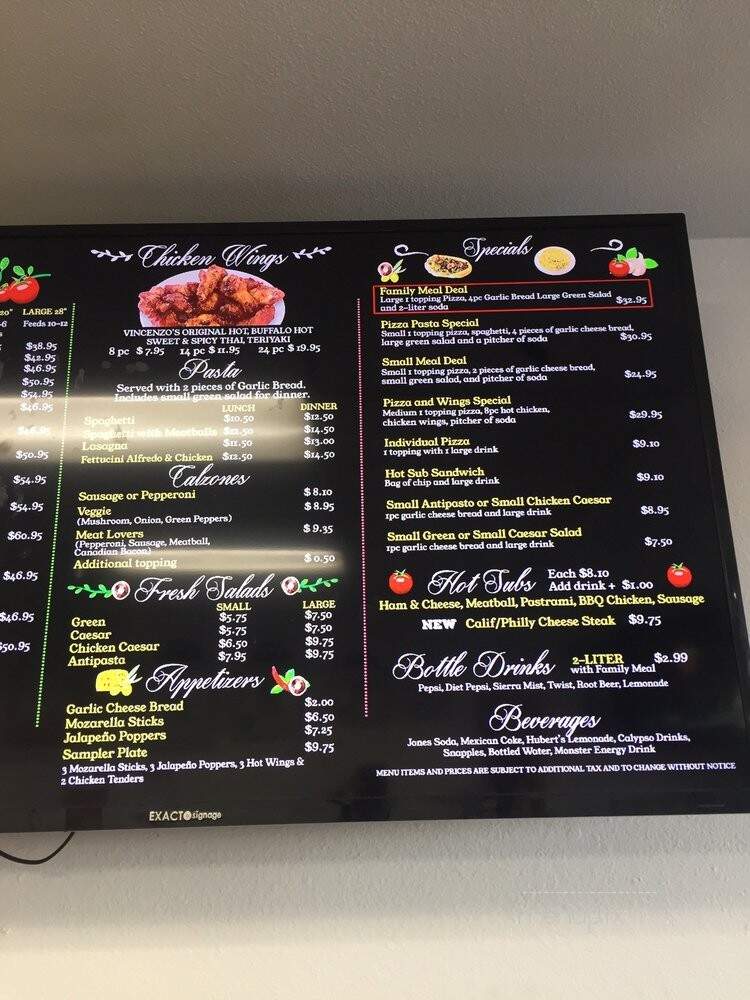 Vincenzo's Pizza - Granada Hills, CA menu_pic