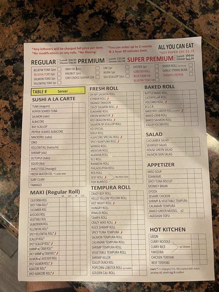 Sushiko - Northridge, CA menu_pic