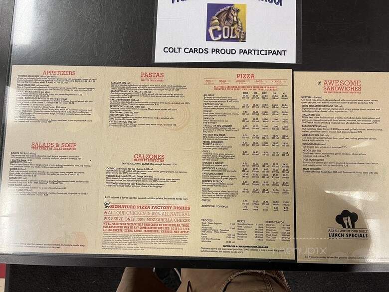 Pizza Factory - Lake Isabella, CA menu_pic