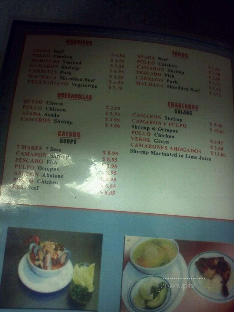 Costa Azul Restaurant - Van Nuys, CA menu_pic