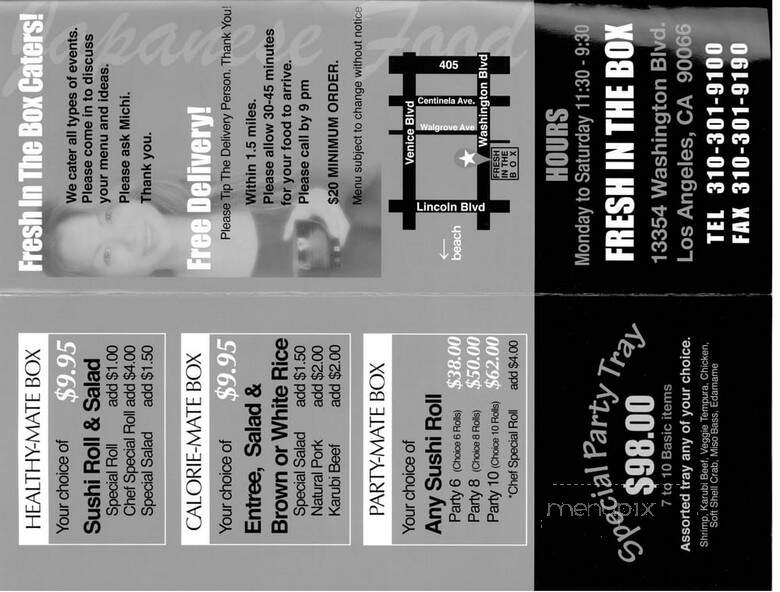 Fresh In The Box - Los Angeles, CA menu_pic