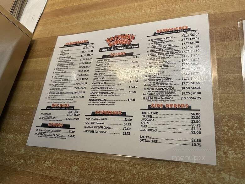 Brother's Burgers - Santa Clarita, CA menu_pic