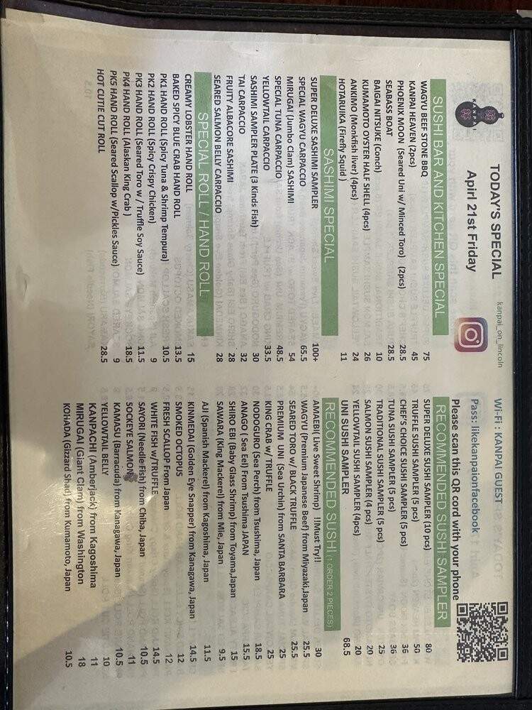 Kanpai Japanese Sushi Bar - Los Angeles, CA menu_pic