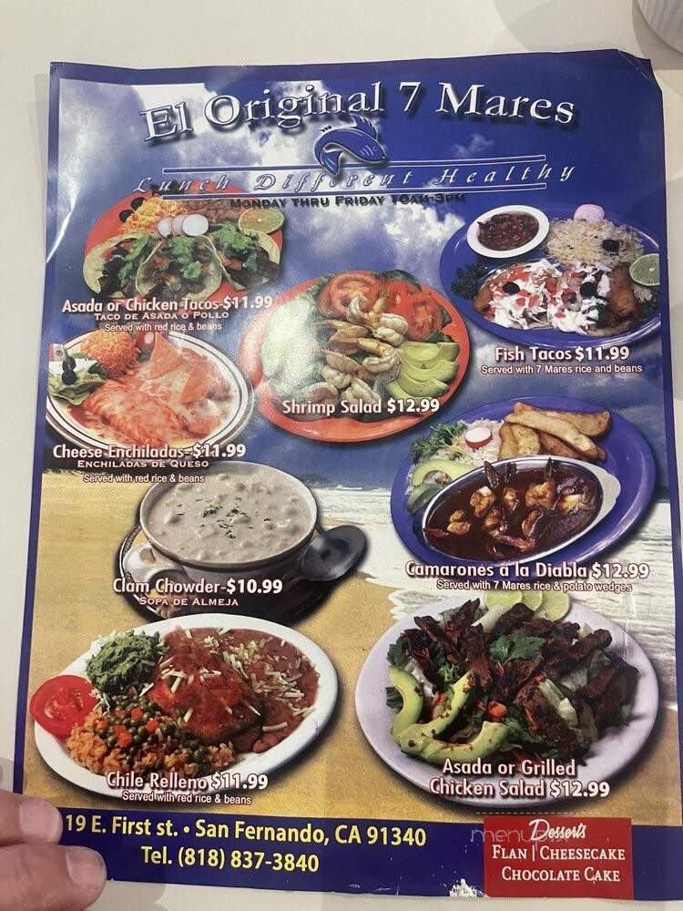 El Siete Mares Family Restaurant - San Fernando, CA menu_pic