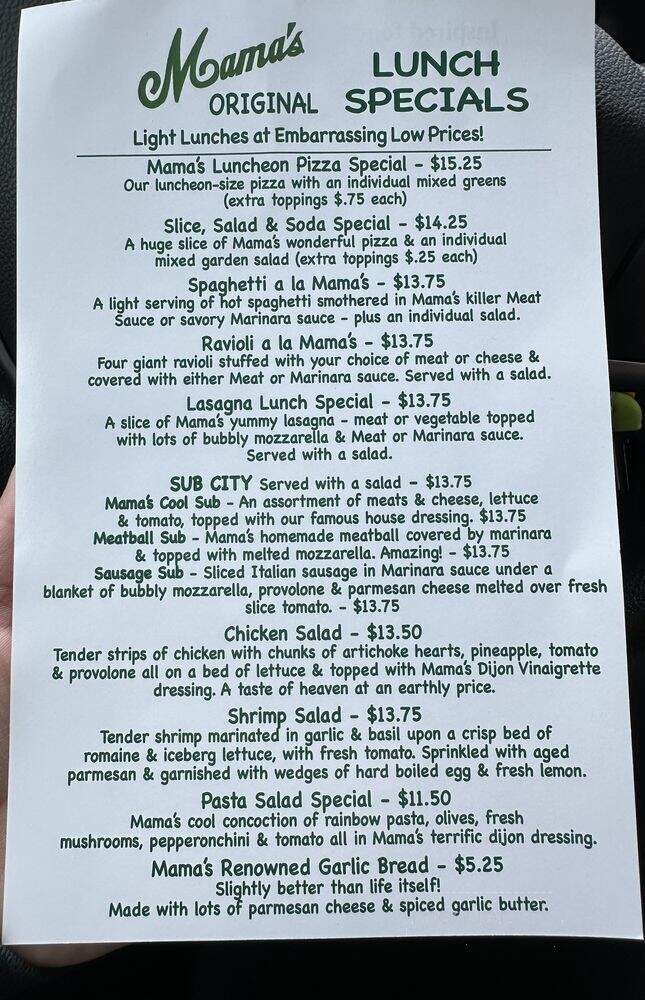 Mama's Original Pizza & Pasta - Los Angeles, CA menu_pic