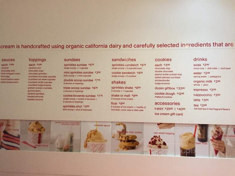 Sprinkles Cupcakes - Beverly Hills, CA menu_pic