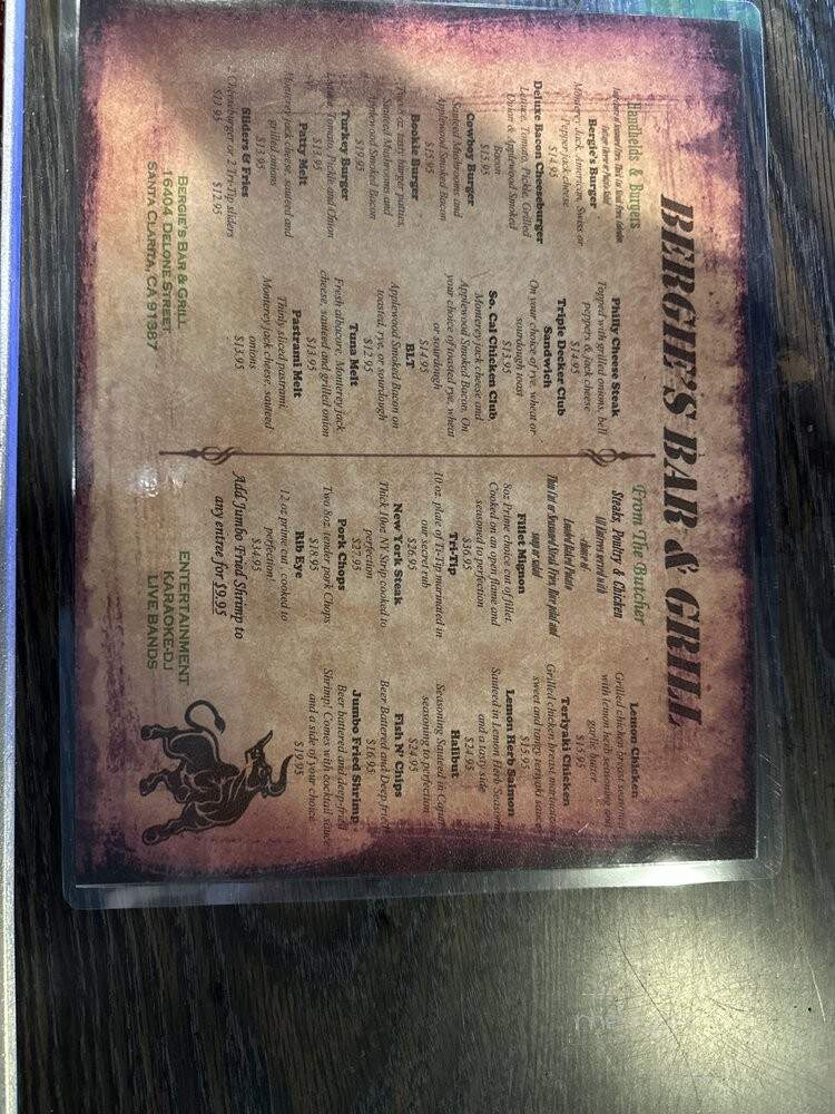 Bergie's - Santa Clarita, CA menu_pic
