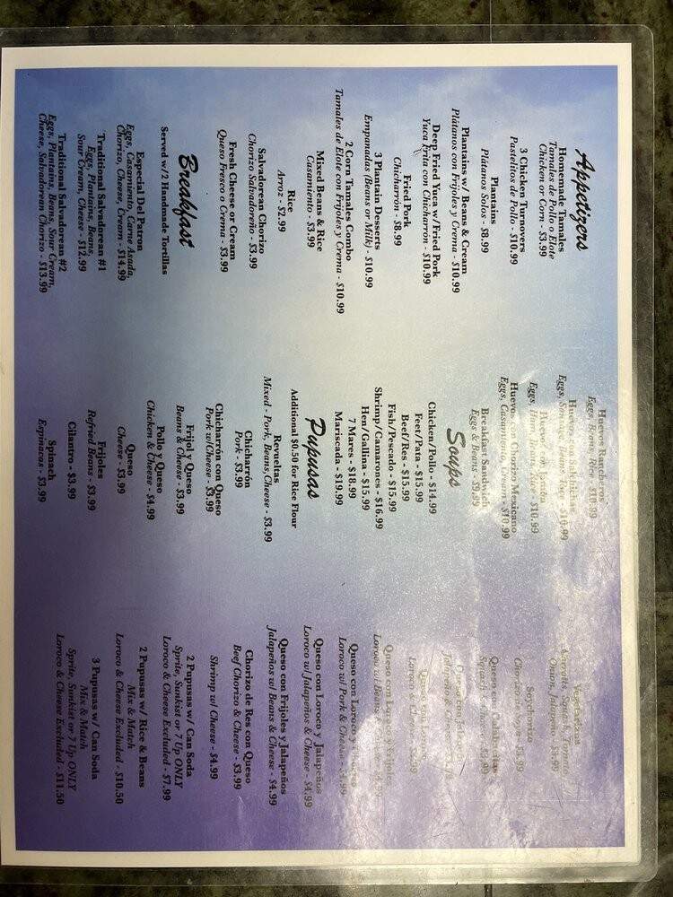 Pupuseria Del Valle - Burbank, CA menu_pic