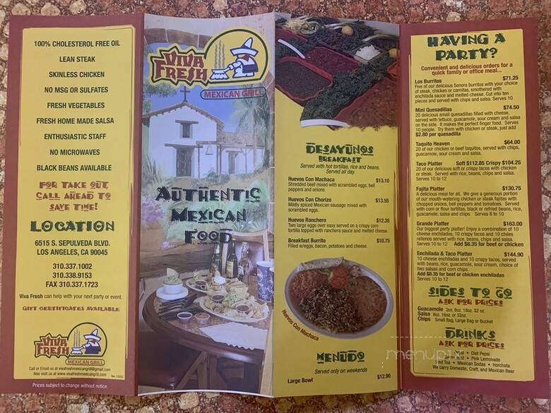 Viva Fresh Mexican Grill - Los Angeles, CA menu_pic