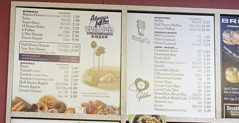 Yum Yum Donuts - Los Angeles, CA menu_pic